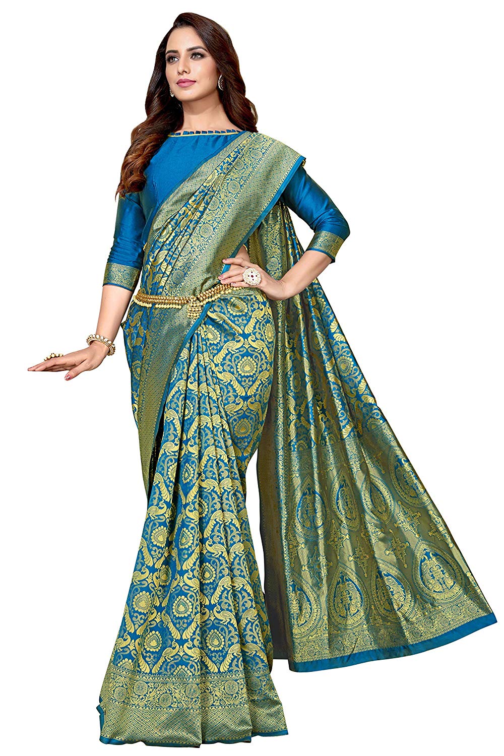 Glory Sarees Women’s kanchipuram Style Art Silk Saree - Bishwa Bazaar